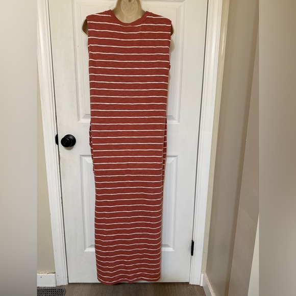 Lou & Grey Striped Maxi Dress Sleeveless V-Neck 100% Cotton Small - Picture 5 of 12